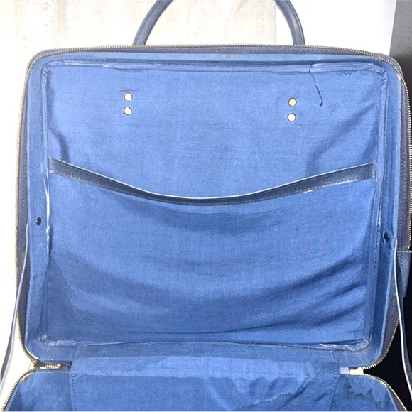 Vintage 1960’s Train Case Suitcase Floral Key & Lock Blue Pink Green Roses - Picture 7 of 8